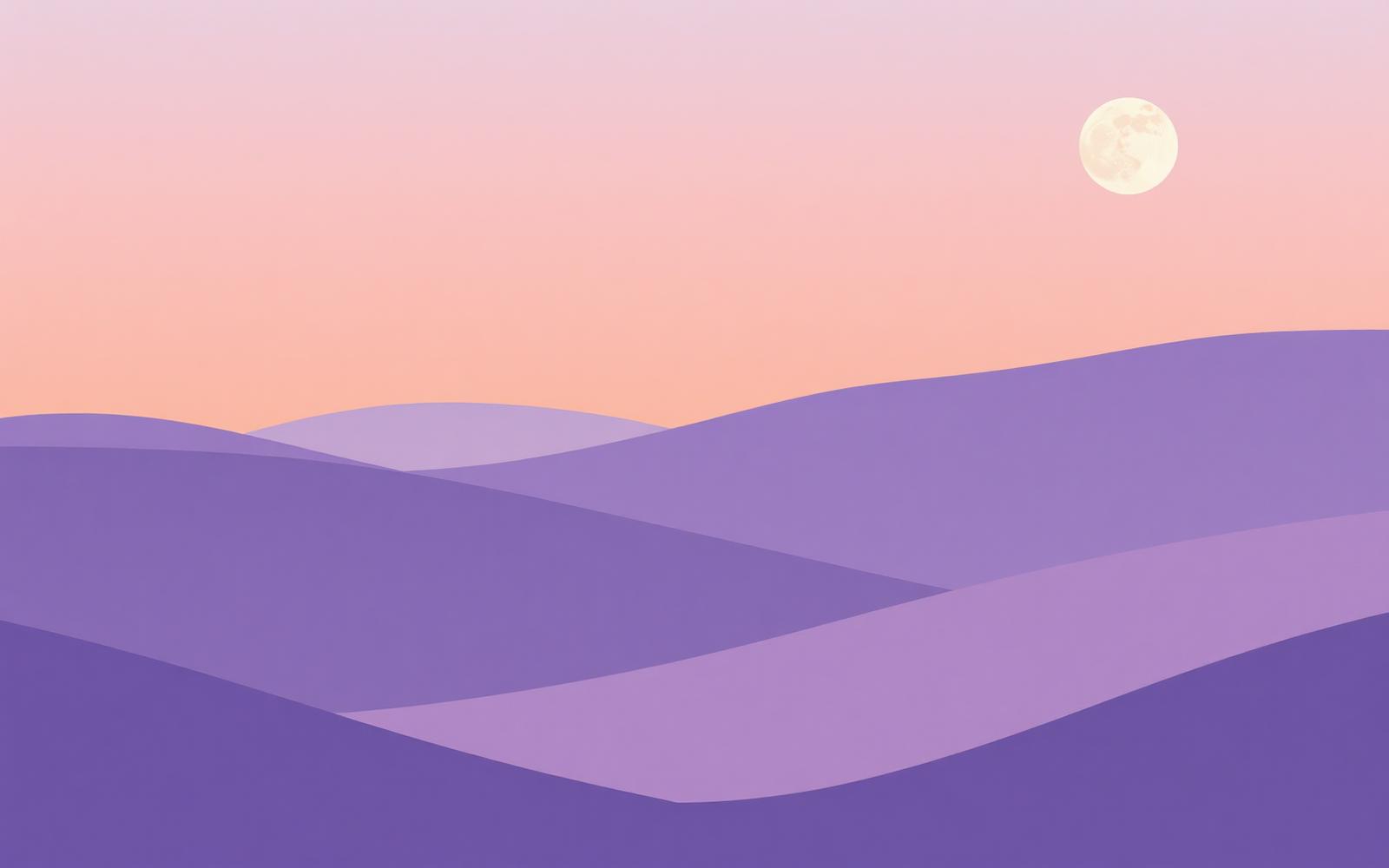 Soft twilight hills in lavender and peach tones